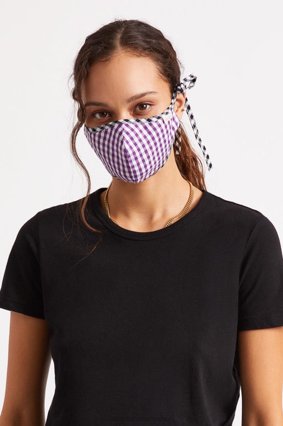 Brixton Accessories Purple Gingham Unisex Lightweight Antimicrobial Face Mask HFR00P406