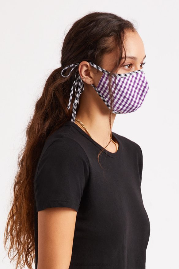 Brixton Accessories Purple Gingham Unisex Lightweight Antimicrobial Face Mask HFR00P406