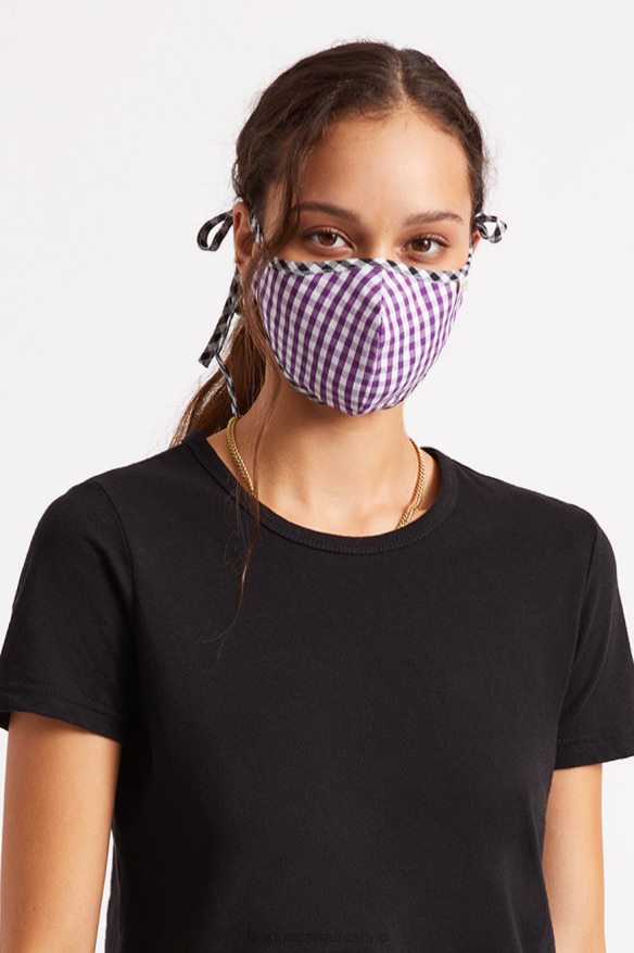 Brixton Accessories Purple Gingham Unisex Lightweight Antimicrobial Face Mask HFR00P406