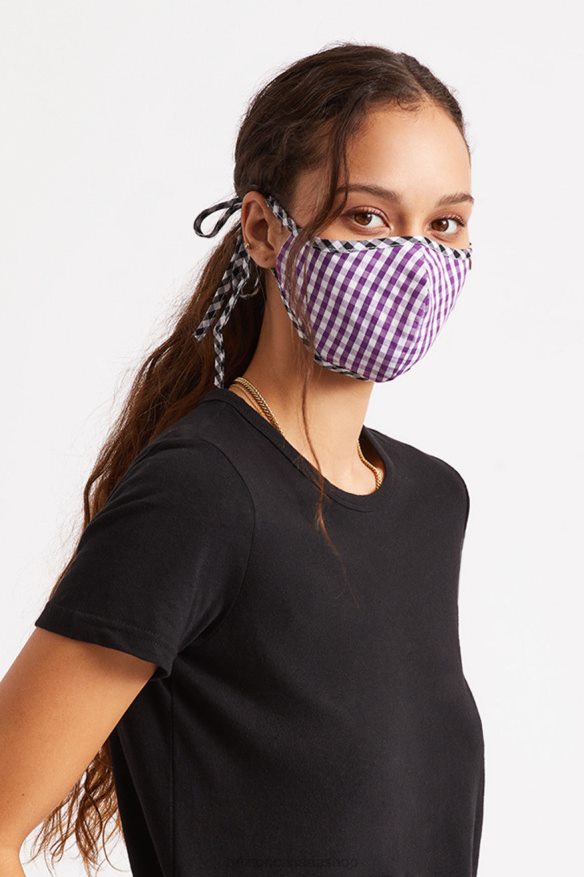 Brixton Accessories Purple Gingham Unisex Lightweight Antimicrobial Face Mask HFR00P406