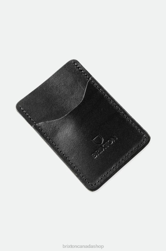 Brixton x Artifact Accessories Black Unisex Leather Card Holder Wallet HFR00P370