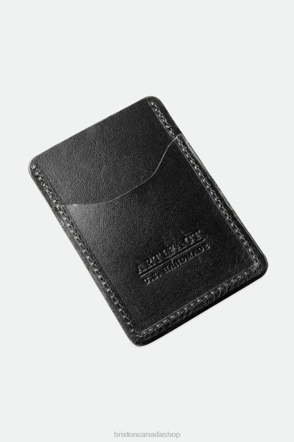Brixton x Artifact Accessories Black Unisex Leather Card Holder Wallet HFR00P370
