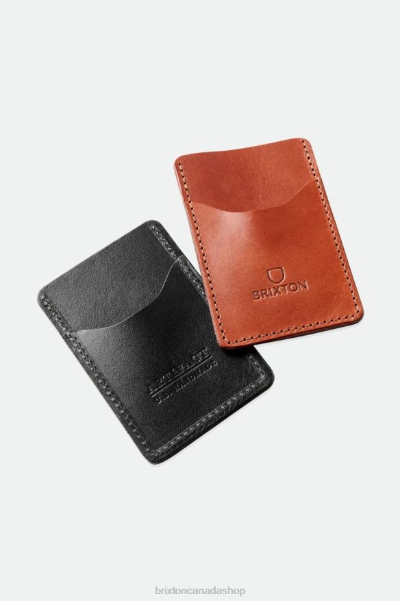 Brixton x Artifact Accessories Black Unisex Leather Card Holder Wallet HFR00P370