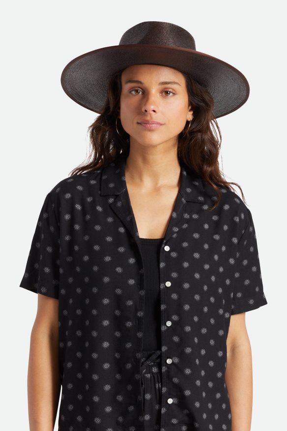 Brixton Accessories Deep Brown Women Jo Straw Rancher Hat HFR00P516