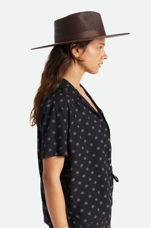 Brixton Accessories Deep Brown Women Jo Straw Rancher Hat HFR00P516