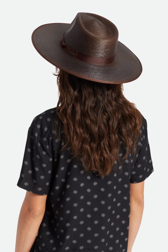 Brixton Accessories Deep Brown Women Jo Straw Rancher Hat HFR00P516