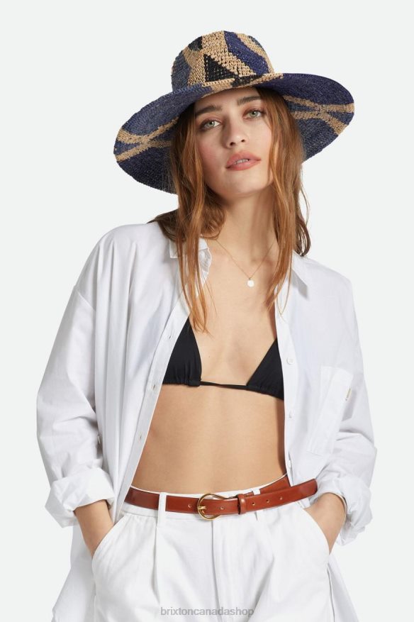 Brixton Accessories Natural/Blues Women Madeira Pattern Straw Hat HFR00P506