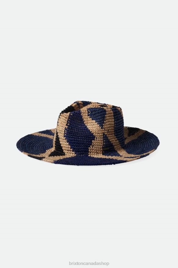 Brixton Accessories Natural/Blues Women Madeira Pattern Straw Hat HFR00P506