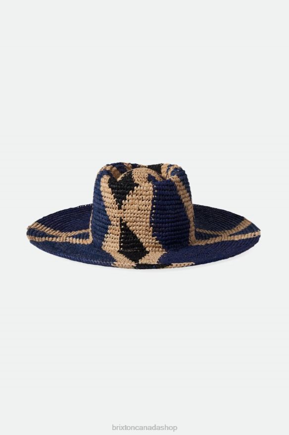 Brixton Accessories Natural/Blues Women Madeira Pattern Straw Hat HFR00P506