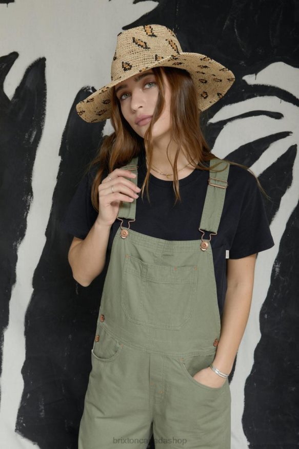 Brixton Accessories Natural Leopard Women Madeira Woven Straw Hat HFR00P507