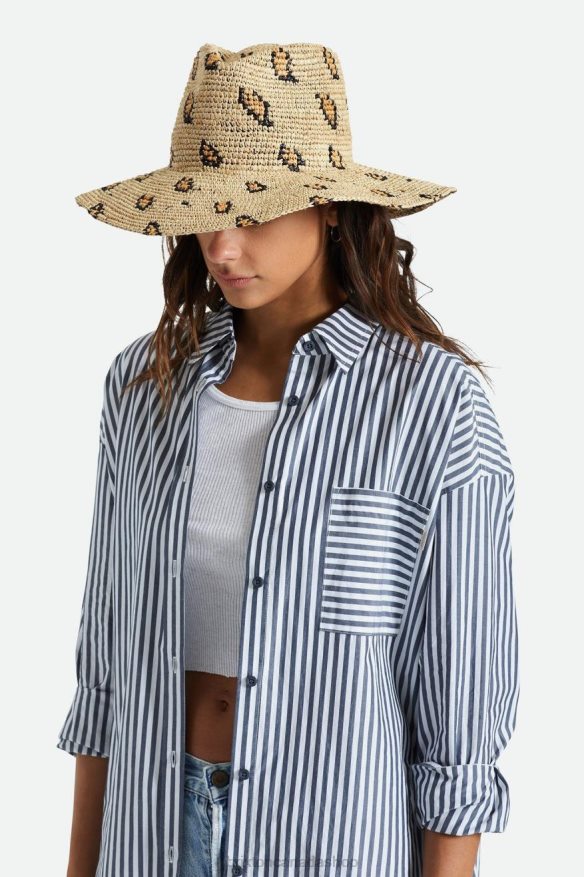 Brixton Accessories Natural Leopard Women Madeira Woven Straw Hat HFR00P507