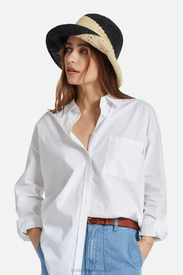 Brixton Accessories Whitecap/Black Women Redding Straw Bucket Hat HFR00P513