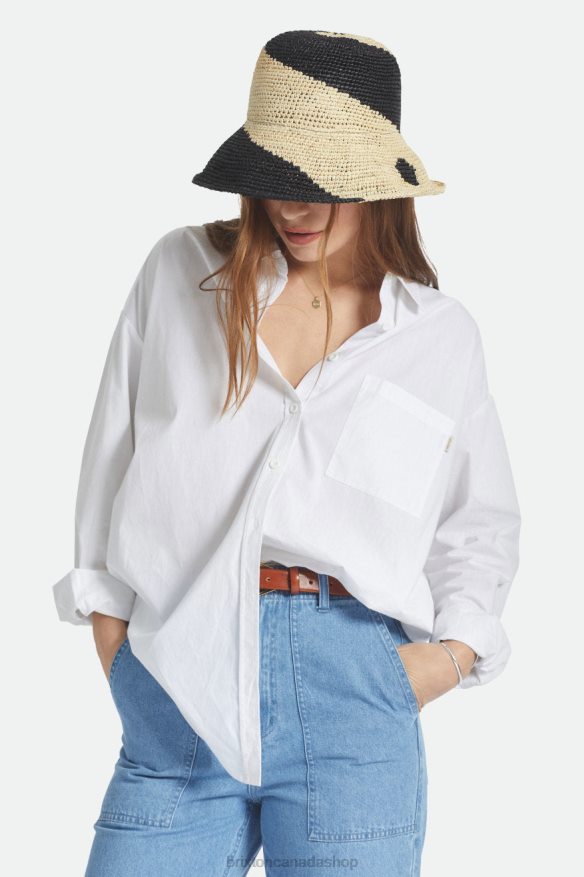 Brixton Accessories Whitecap/Black Women Redding Straw Bucket Hat HFR00P513