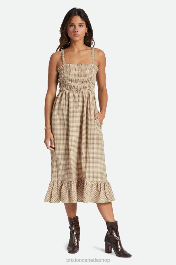 Brixton Apparel Sand Women Malta Seersucker Midi Dress HFR00P497