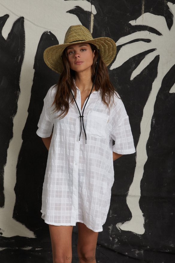 Brixton Apparel White Women Leon S/S Overshirt Dress HFR00P421