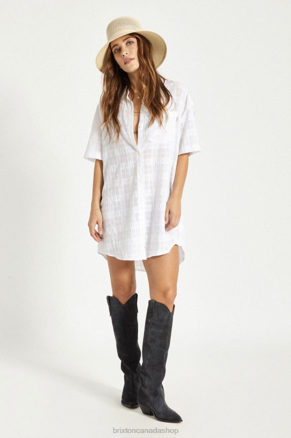 Brixton Apparel White Women Leon S/S Overshirt Dress HFR00P421