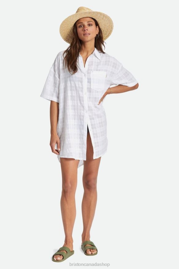 Brixton Apparel White Women Leon S/S Overshirt Dress HFR00P421