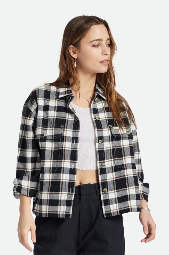 Brixton Apparel Black/Offwhite Women Bowery Lightweight L/S Flannel HFR00P427