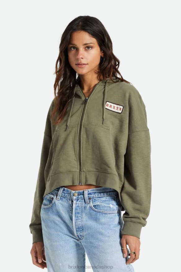 Brixton Apparel Olive Surplus Women Movement Oversized Zip Hoodie HFR00P461