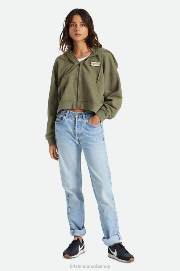 Brixton Apparel Olive Surplus Women Movement Oversized Zip Hoodie HFR00P461