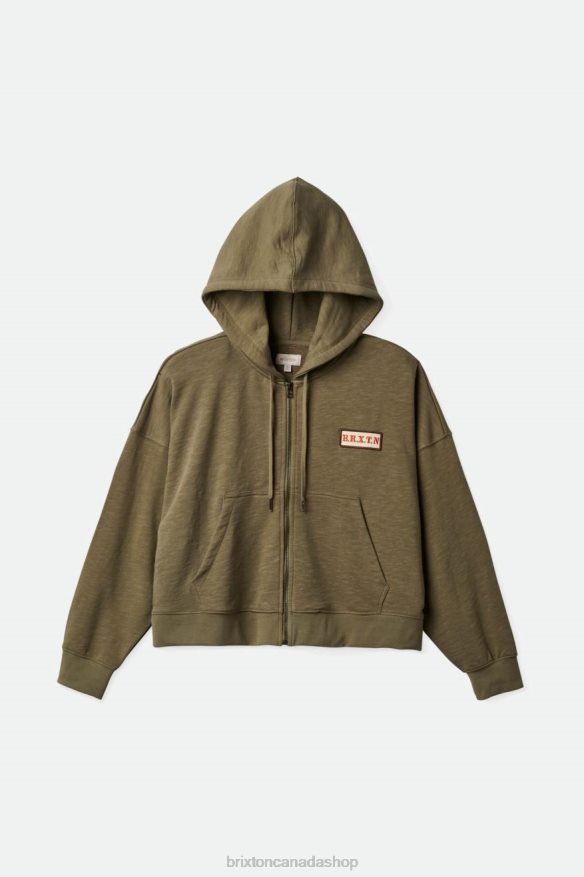 Brixton Apparel Olive Surplus Women Movement Oversized Zip Hoodie HFR00P461