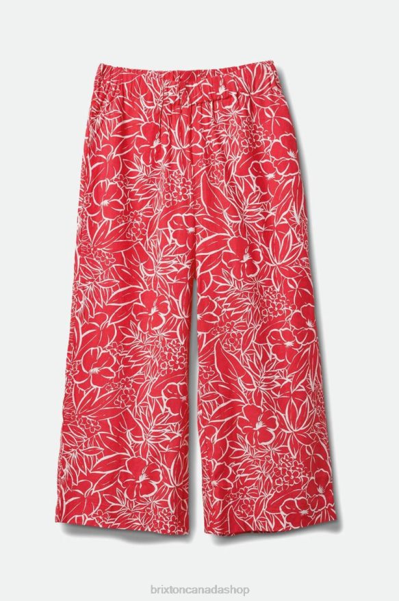 Brixton Apparel Aloha Red Women Indo Linen Wide Leg Pant HFR00P481