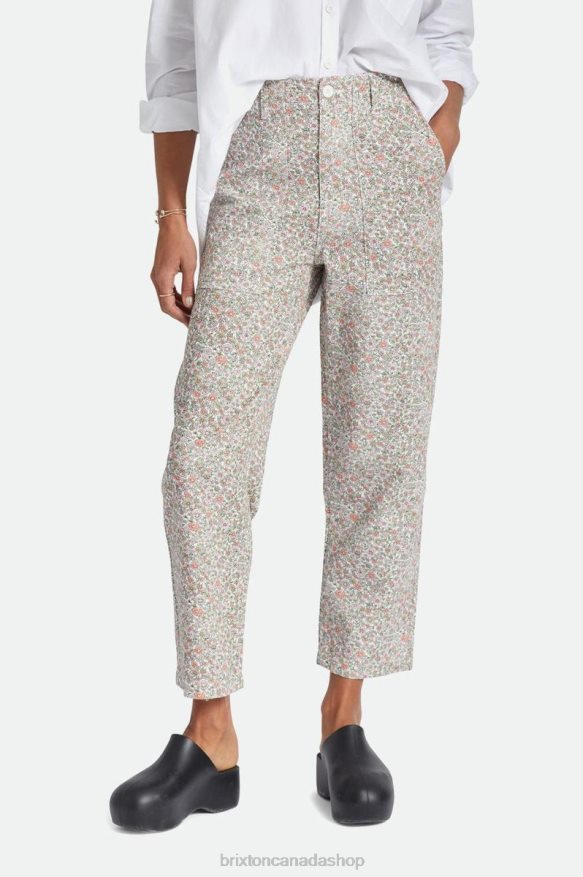 Brixton Apparel White Floral Women Vancouver Pant HFR00P471