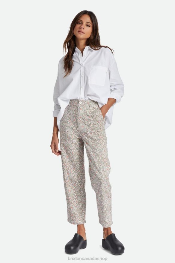 Brixton Apparel White Floral Women Vancouver Pant HFR00P471