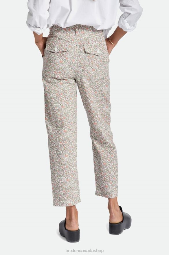Brixton Apparel White Floral Women Vancouver Pant HFR00P471