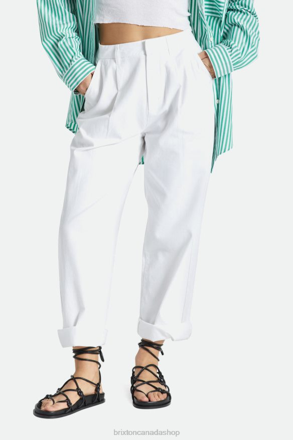 Brixton Apparel White Women Victory Trouser Pant HFR00P474