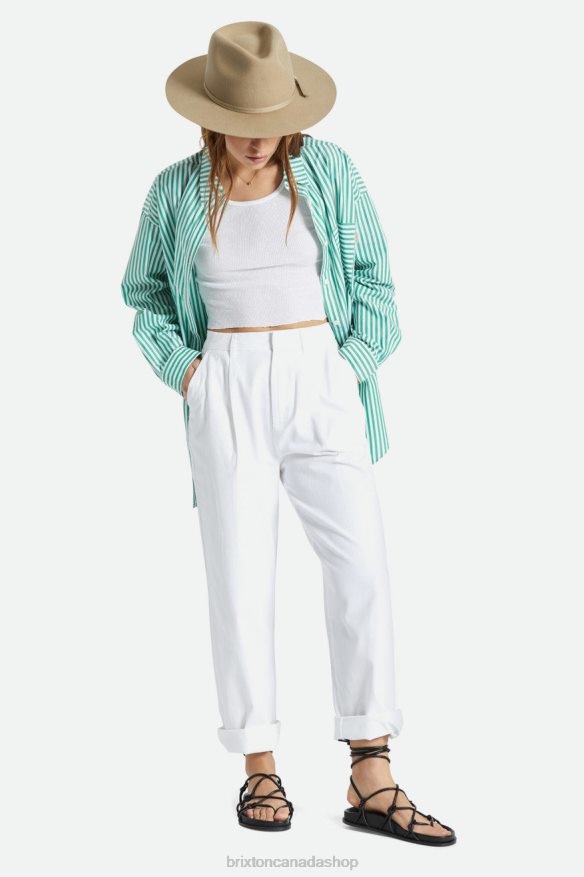 Brixton Apparel White Women Victory Trouser Pant HFR00P474