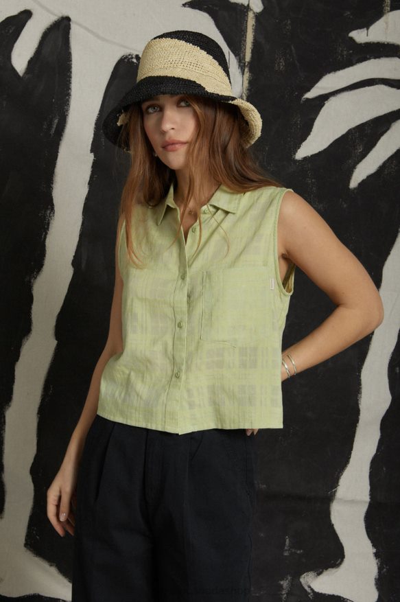 Brixton Apparel Pear Women Leon Boxy Sleeveless Shirt HFR00P416