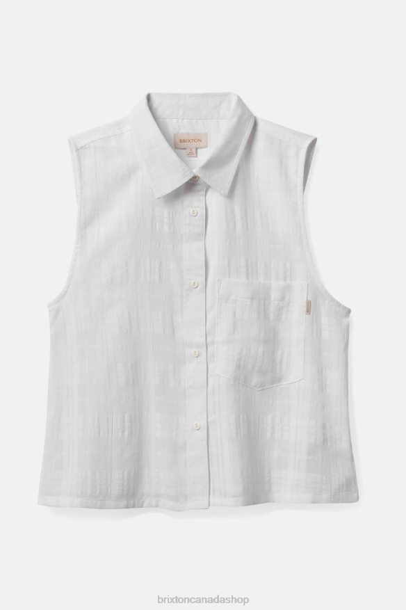 Brixton Apparel White Women Leon Boxy Sleeveless Shirt HFR00P415
