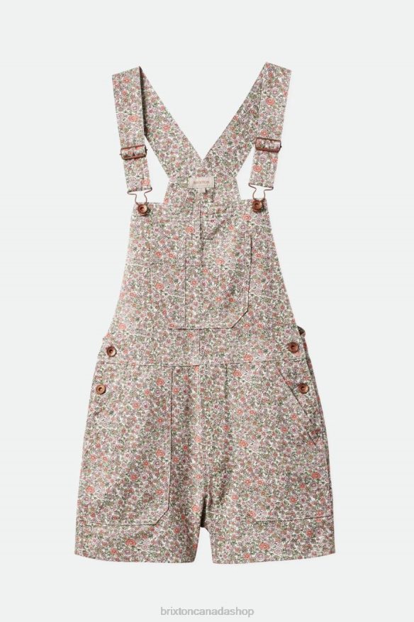 Brixton Apparel White Floral Women Costa Short Overall HFR00P486