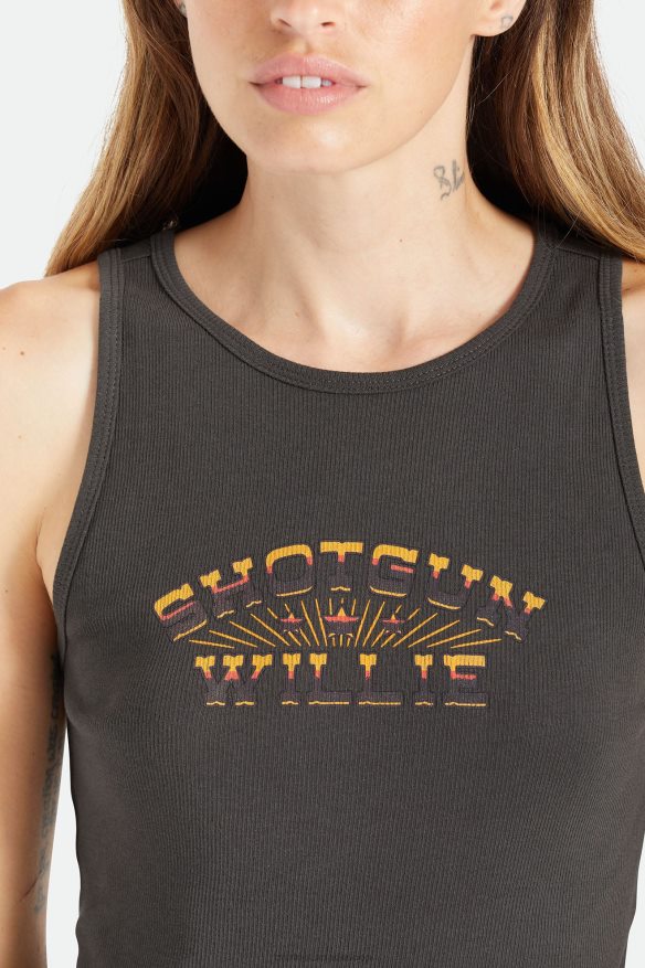 Brixton Apparel Washed Black Women Willie Nelson Shotgun Tank Top HFR00P458