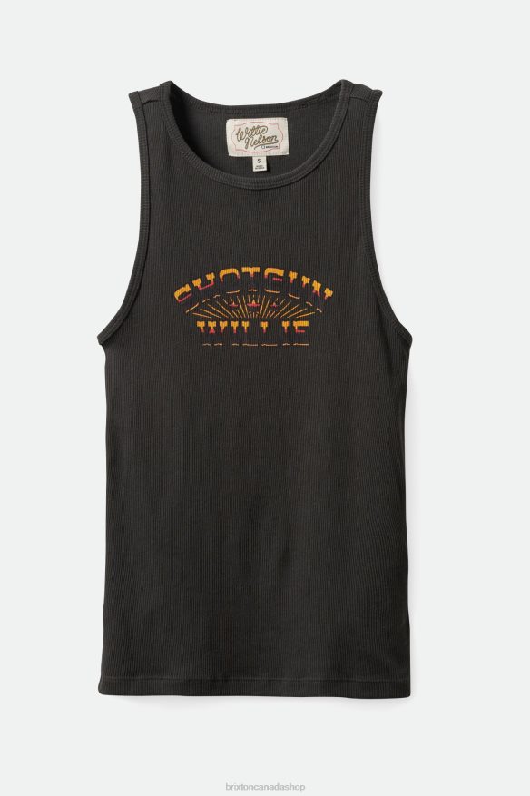 Brixton Apparel Washed Black Women Willie Nelson Shotgun Tank Top HFR00P458
