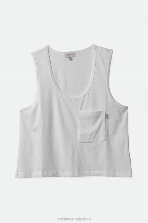 Brixton Apparel White Women Carefree Pocket Tank HFR00P434