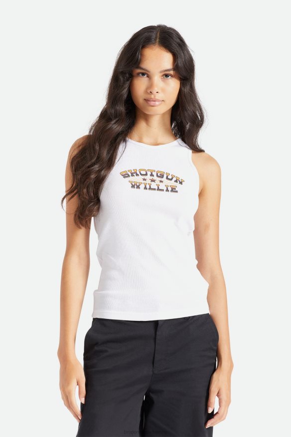Brixton Apparel White Women Willie Nelson Shotgun Tank Top HFR00P457
