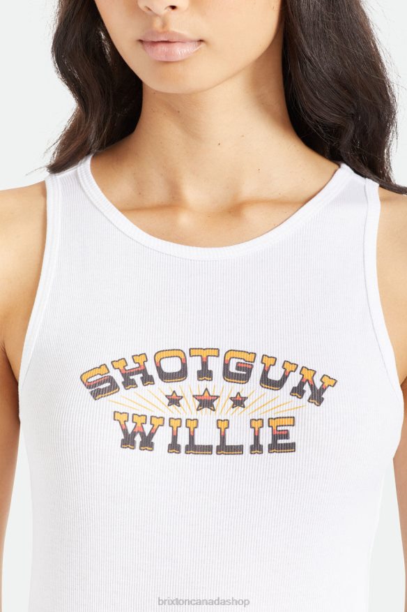 Brixton Apparel White Women Willie Nelson Shotgun Tank Top HFR00P457