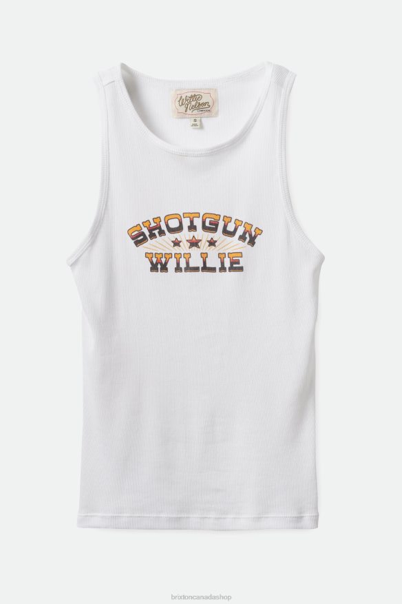 Brixton Apparel White Women Willie Nelson Shotgun Tank Top HFR00P457