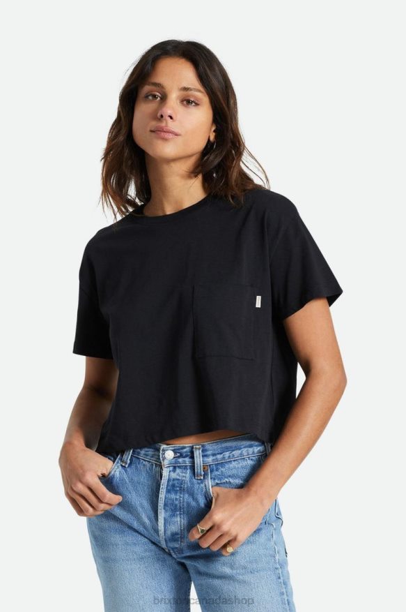 Brixton Apparel Black Women Carefree Pocket Tee HFR00P432