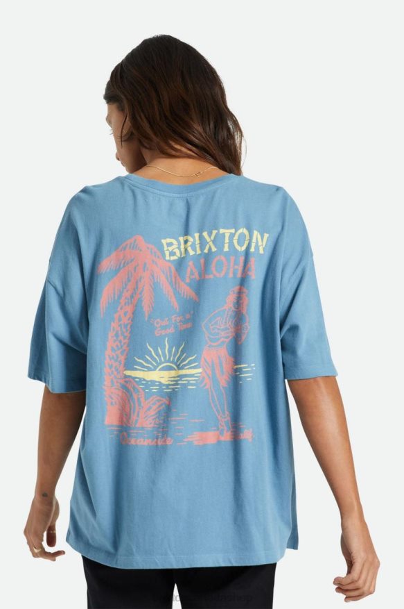 Brixton Apparel Blue Heaven Women Good Time Oversized Boyfriend Tee HFR00P455