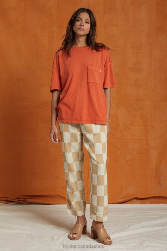 Brixton Apparel Burnt Red Women Carefree Oversized Boyfriend Pocket Tee HFR00P439