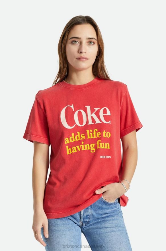 Brixton Apparel Coke Red Women Coca-Cola Having Fun Vintage Crew Tee HFR00P453