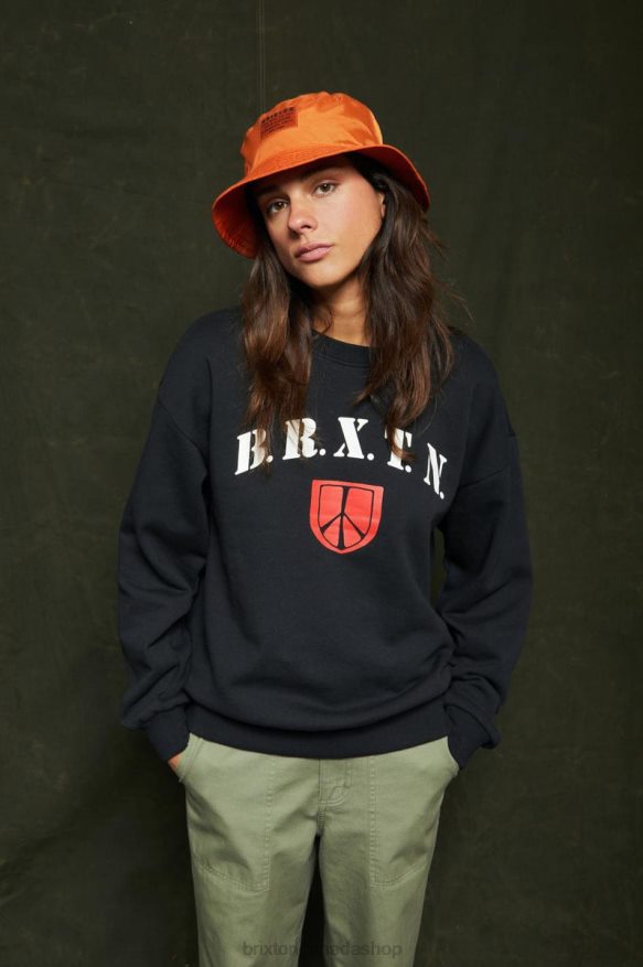 Brixton Apparel Black Women Peace Shield Crew HFR00P460