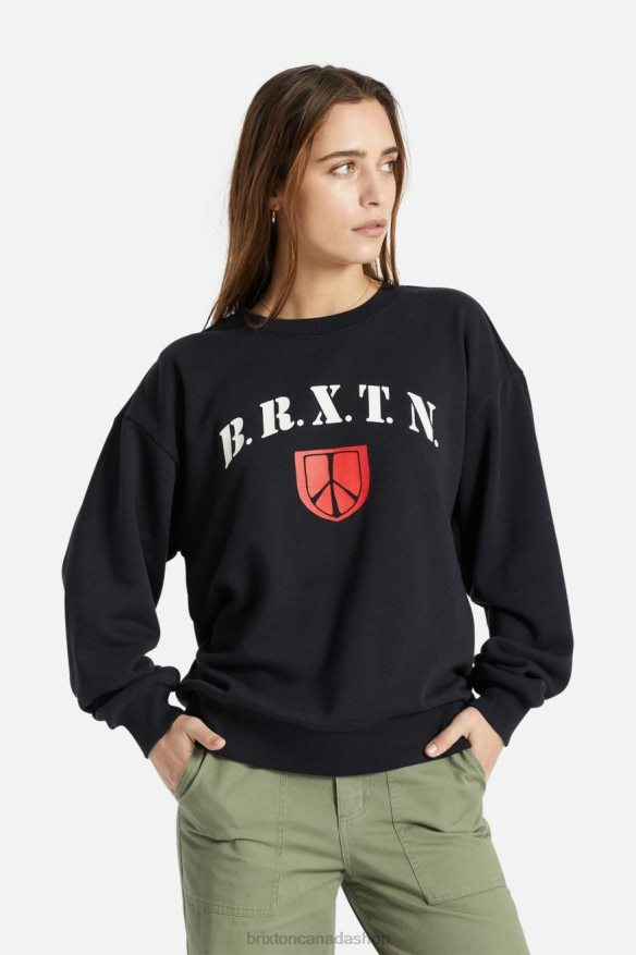 Brixton Apparel Black Women Peace Shield Crew HFR00P460