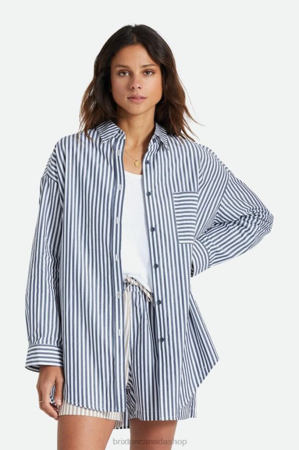 Brixton Apparel Washed Navy Women Sidney Oversized L/S Woven HFR00P449
